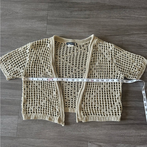 ⚡️ Sweaterworks Tan Cream Knit Lightweight Short Sleeve Cardigan - Picture 5 of 11